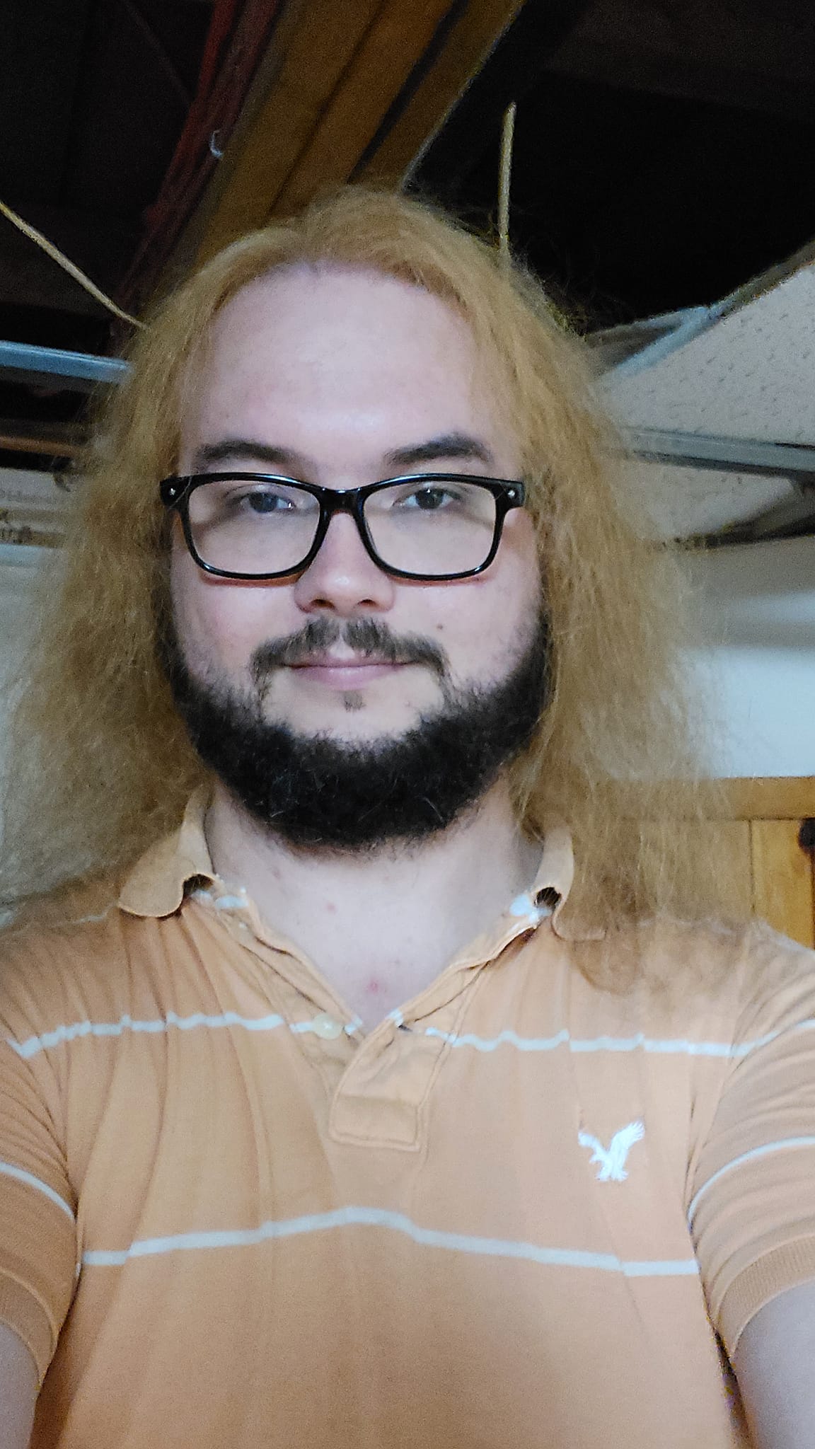 A man with newly bleached long blond hair, photo 14